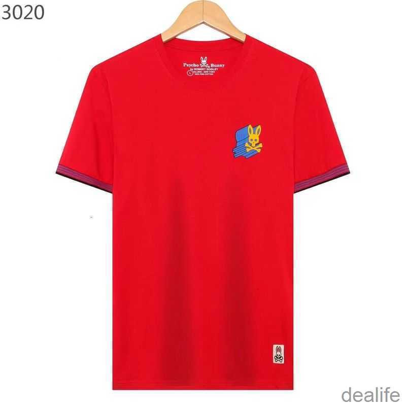 

Psycho Bunny t Shirt 23 Summer New Trendy Short Sleeve Skull Rabbit Print Polot Men's Pure Cotton 0ofa, White