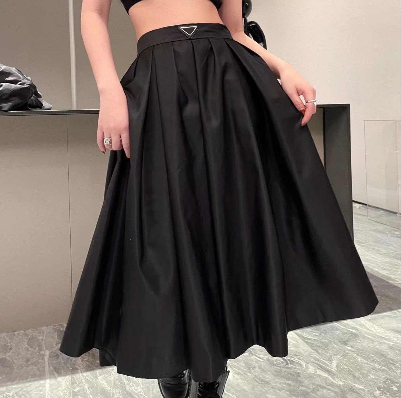 

Designer womens dress fashion re-nylon Casual Dresses summer super large skirt show thin pants party skirts black Women' Clothing Size -L