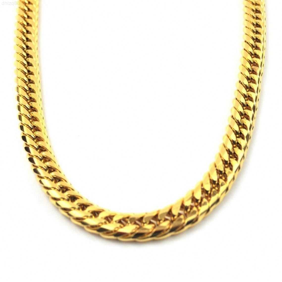 

Custom Hip Hop Cuban Link Mens Miami Pure Gold 18k Solid Gold Cuban Link Chain Necklace