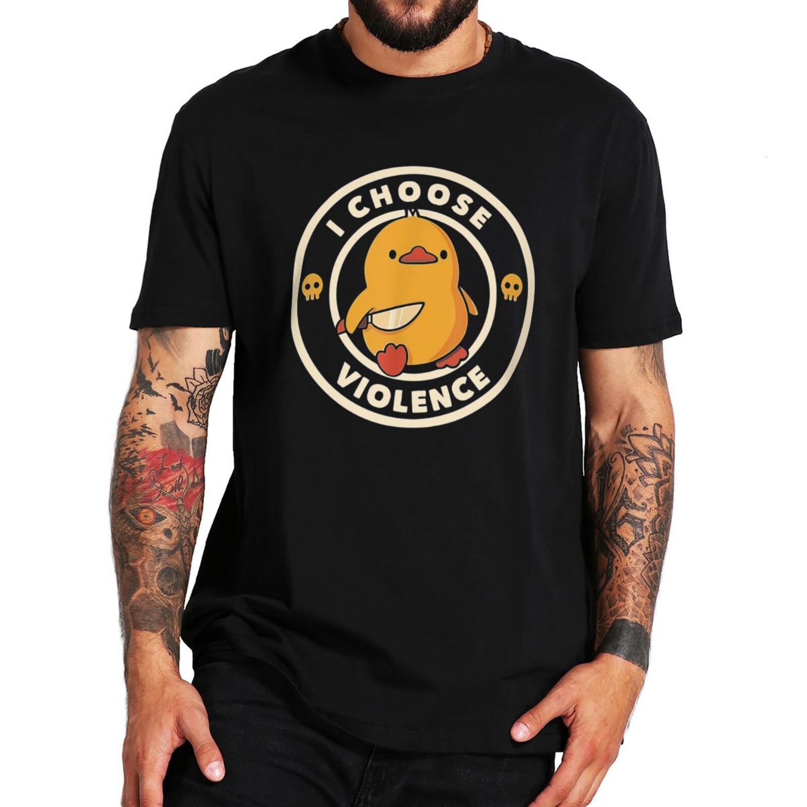

Men's T-Shirts I Choose Violence T Shirt Funny Duck Humor Slogan Streetwear Oversized Casual 100% Cotton O-neck EU Size T-shirts 230508, Red