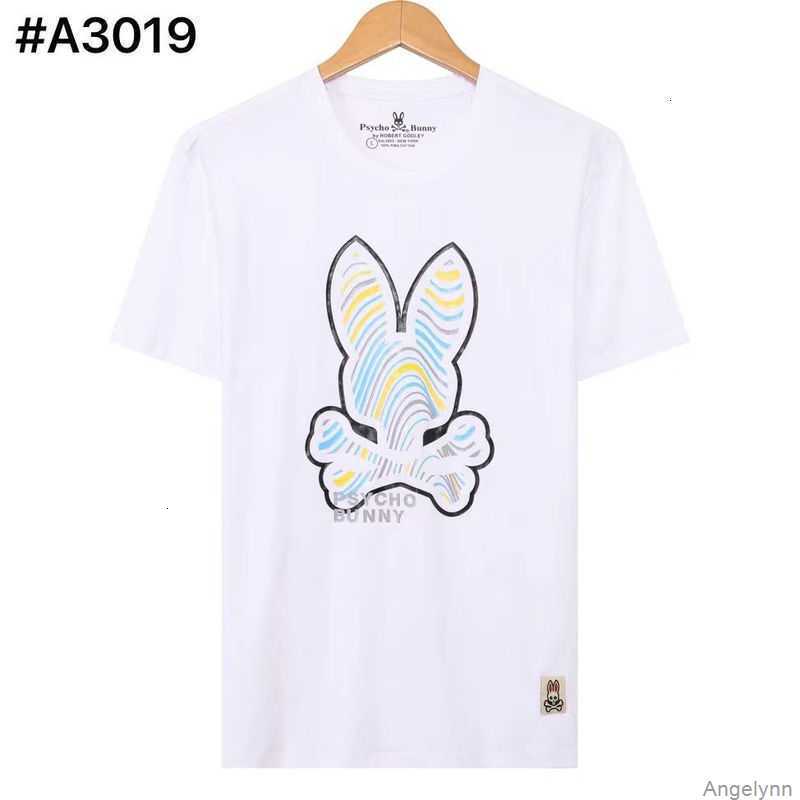 

2023 Spring / Summer New Psycho Bunny Skeleton Rabbit Men and Women's Short Sleeve Printed Pattern Tide Brand T-shirt Pure Cotton Embroidery Trend Nrx8, White