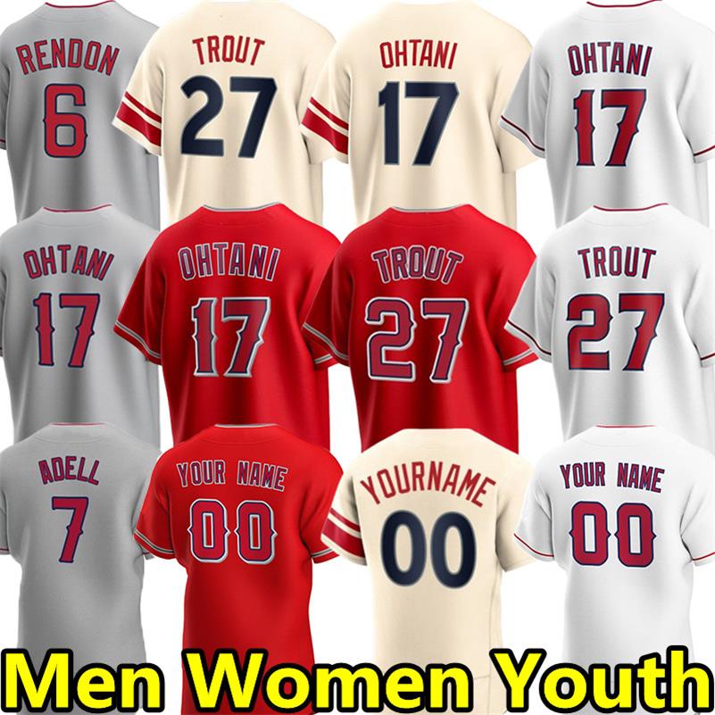 

17 Shohei Ohtani Baseball Jerseys Angels Mike Trout Jo Adell Anthony Rendon Gio Urshela Taylor Ward Luis Rengifo Brandon Drury Max Stassi Custom Jersey Men Women Kids, Women color 5