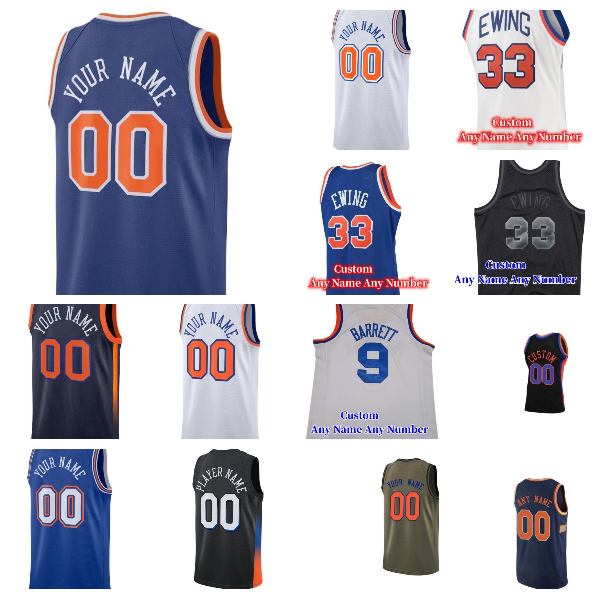 

RJ Barrett Jalen Brunson Julius Randle Custom Basketball Jersey New Yorks Obi Toppin Evan Fournier Derrick Rose Immanuel Quickley Mitchell Robinson 2023 City, As pic