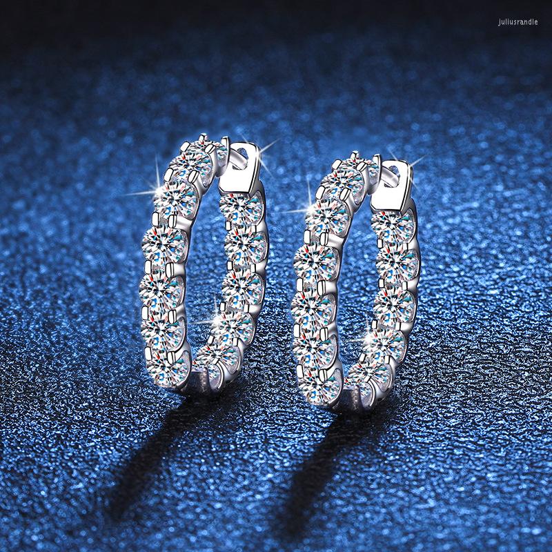 

Hoop Earrings 2.6ct Full Moissanite Earring With Certificate GRA 925 Sterling Silver D Color Diamond For Women Fine Jewelry