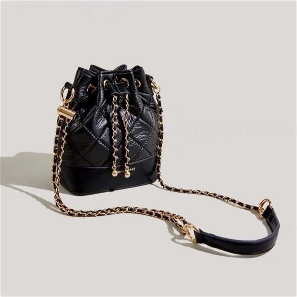 

Cheap Purses on sale Nanfeng Same Style Women's Bag Small Fragrant Water Bucket High Quality Soft Leather Shoulder Versatile Crossbody, Black5