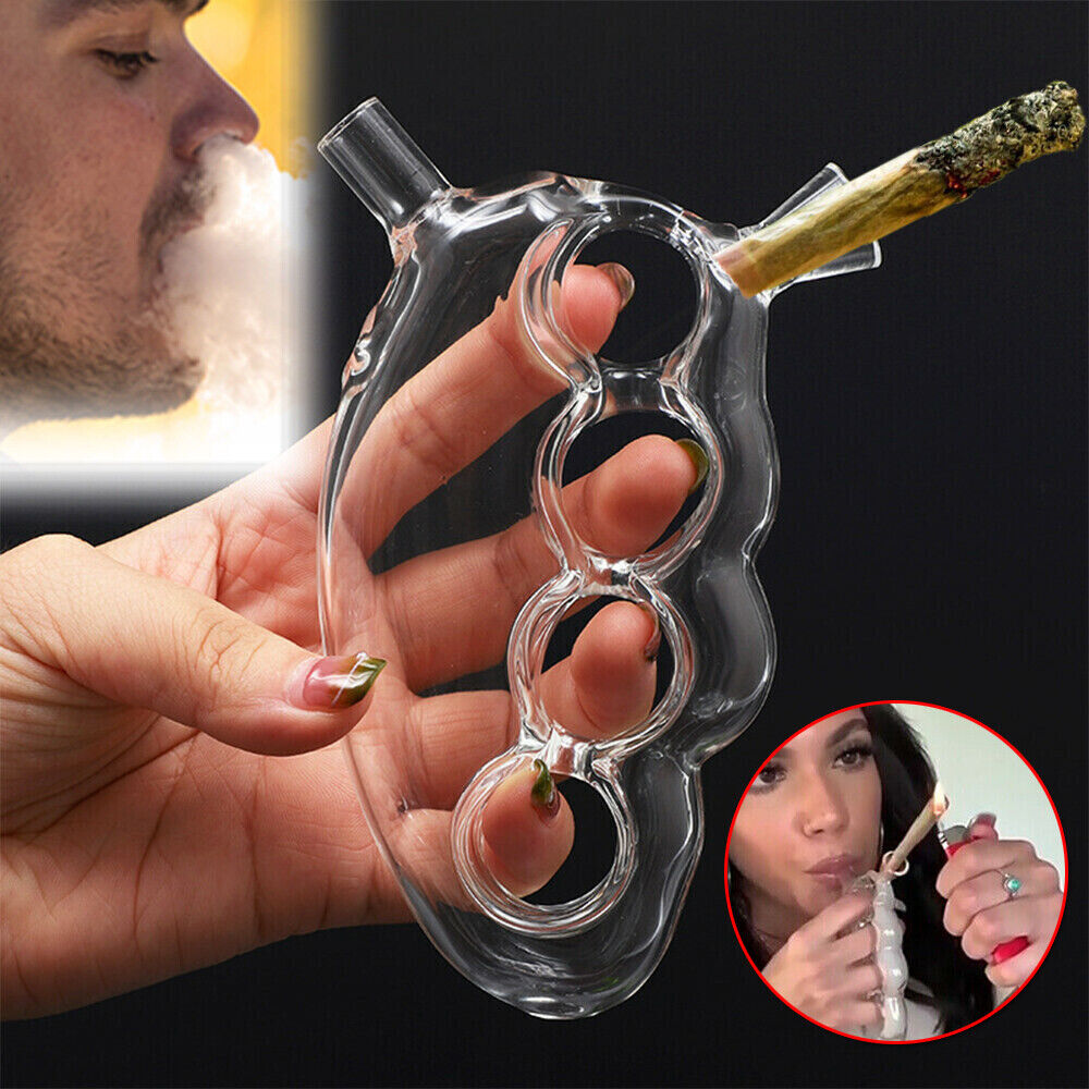 Knuckles Glass Bong hookahs Hand Pipe Smoking Bongs Dab Rig Blunt Bubbler Recycler Water Pipe for Rolling Paper Travel Dry Herb Cigarette Holder-image-859633267
