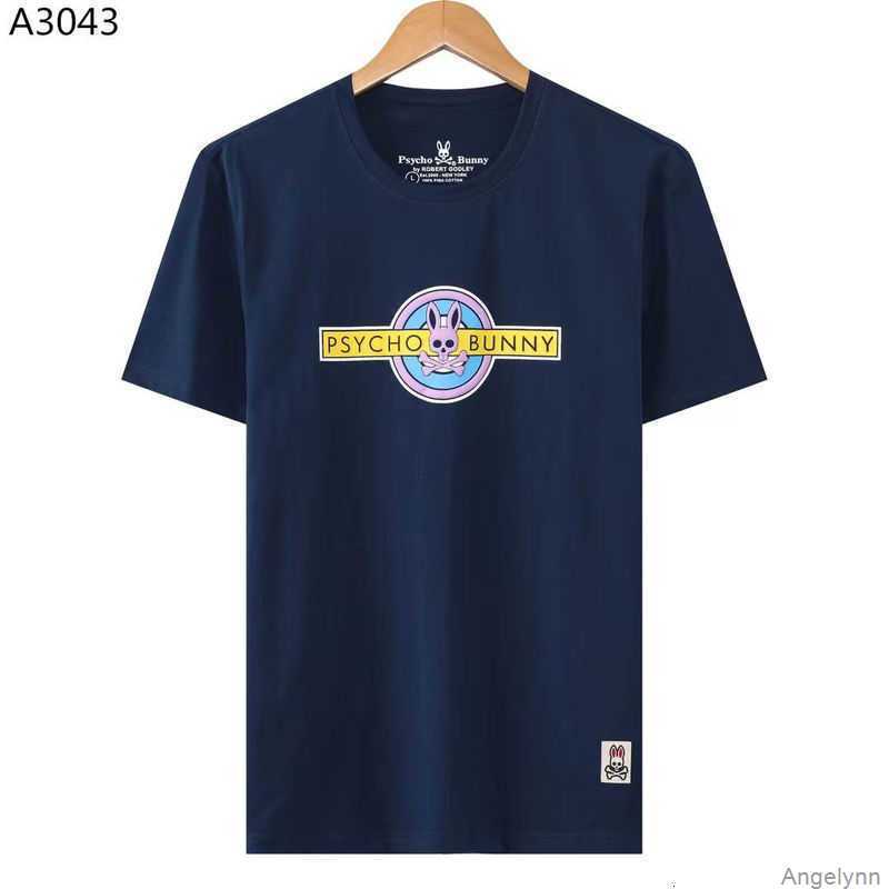 

Psycho Bunny t Shirt 2023 Spring/summer New Skull Rabbit Men's and Women's Fashion Brand Short Sleeve Flocking Print T-shirt Pure Cotton Casual Zwjv, White