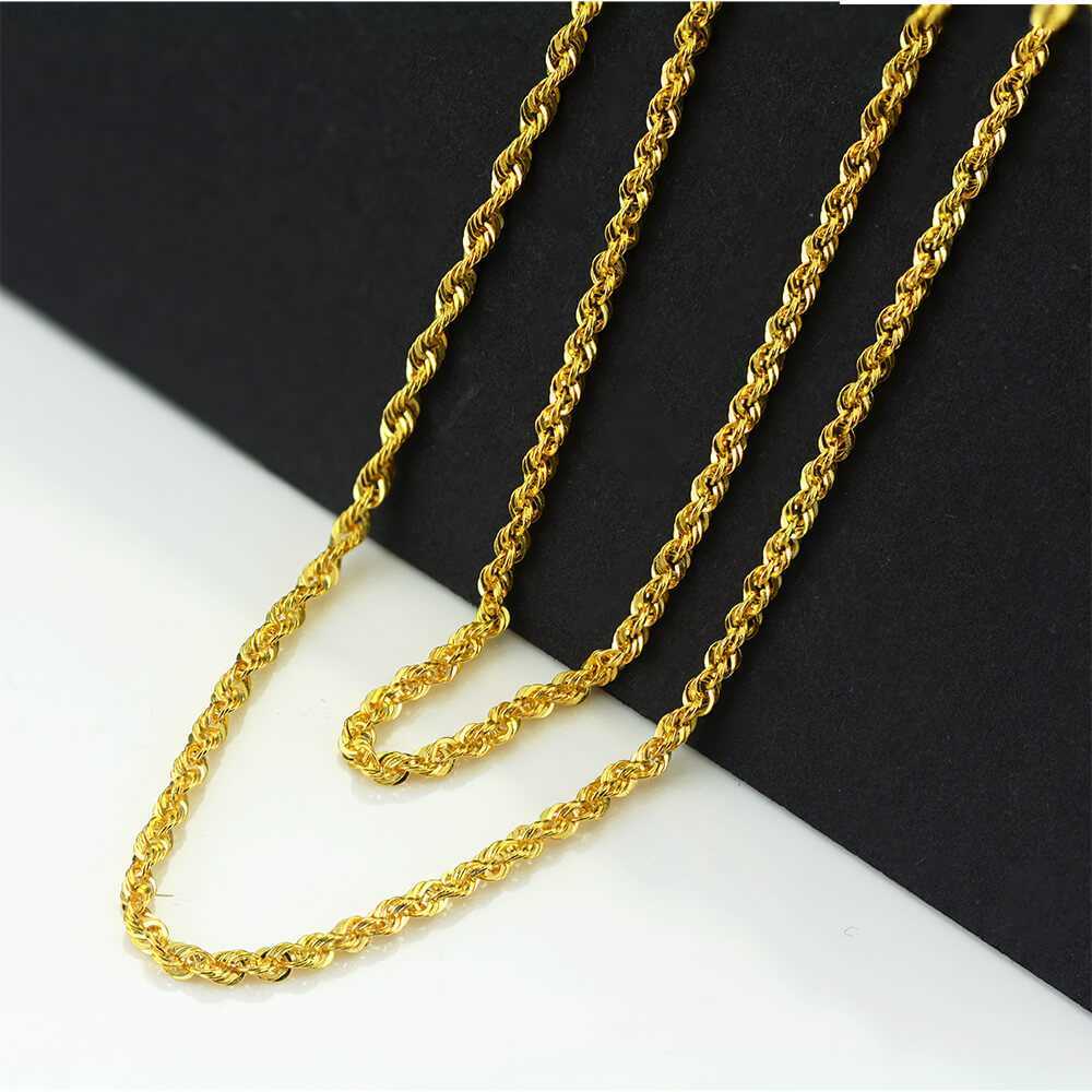 

Wholesale Width 2mm 14k Gold Thin Rope Chain Choker Necklaces for Men Cool Jewelry