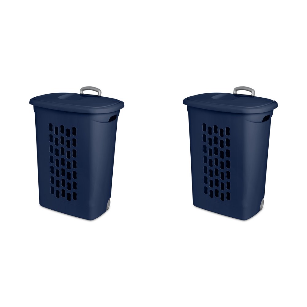Sterilite Ultra Wheeled Hamper Plastic, Blue Cove, Set of 2-image-863809916