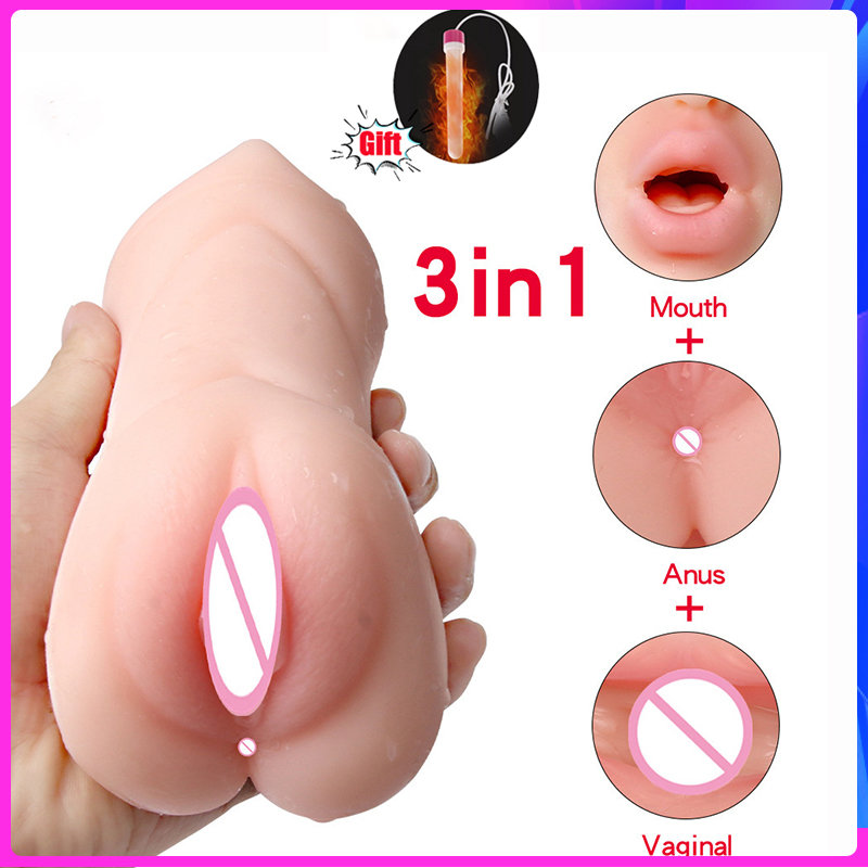 Ensemble Sexy 3 en 1 pour hommes, masturbateurs masculins en Silicone souple, Sexitoys de pipe, adultes de 18 ans et plus, jouets sexuels de poch