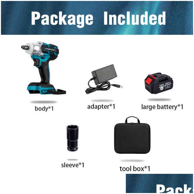 21v electric impact wrench brushless wrenchs cordless with liion battery hand drill installation power tools h220510