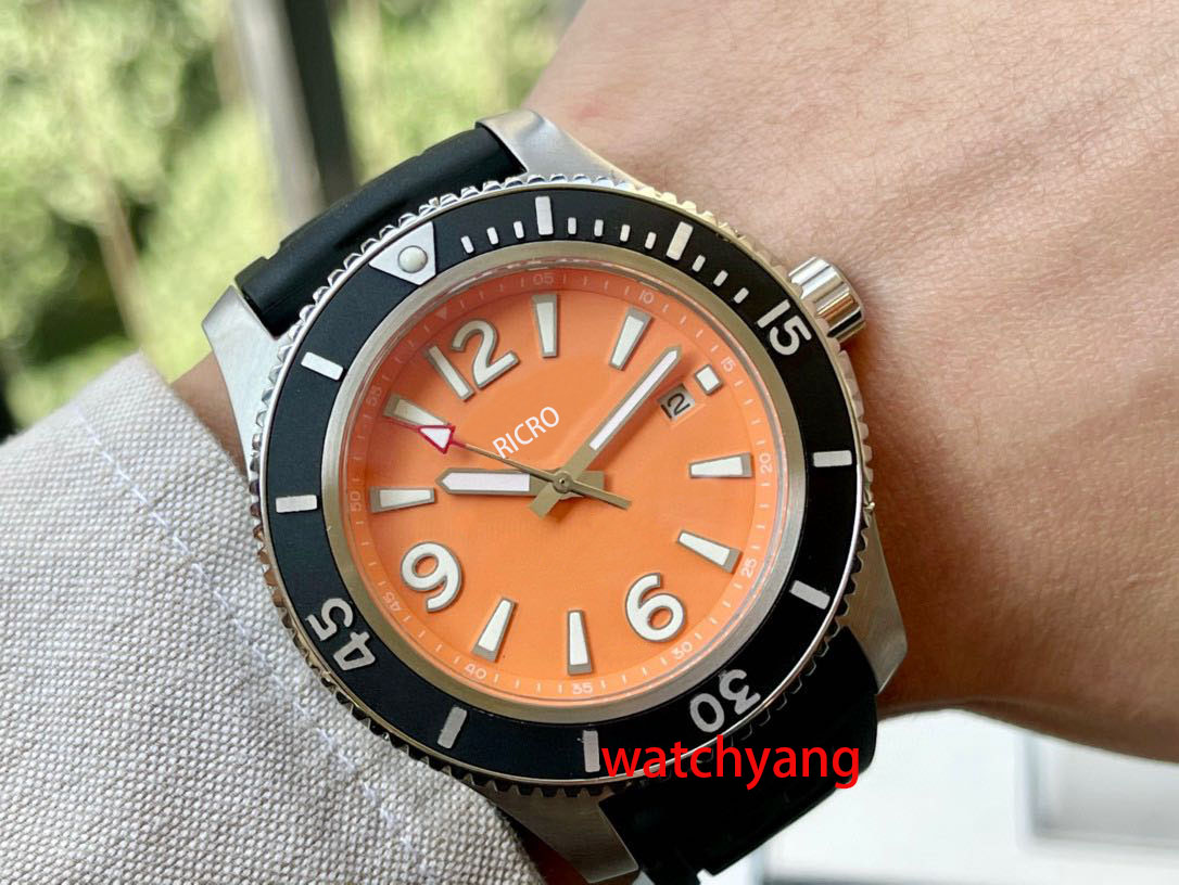 

Breit Super-Ocean 44MM Dial Stainless Steel Rotating Bezel Mens Watch Automatic Mechanical Rubber Band Watch Luminous Wristwatches
