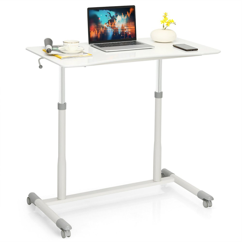 

Height Adjustable Computer Desk Sit to Stand Rolling Notebook Table Portable
