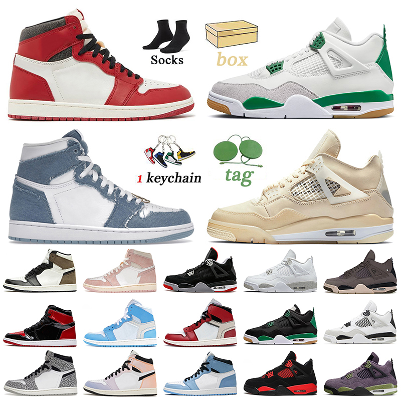 

With box Jumpman 1 4s basketball shoes Denim Starfish 1s Lost And Found Washed Pink Pine Green Retros 4 Military Sail White Black Cat Dark Mocha sport trainers sneakers, C30 cactus jack 40-47