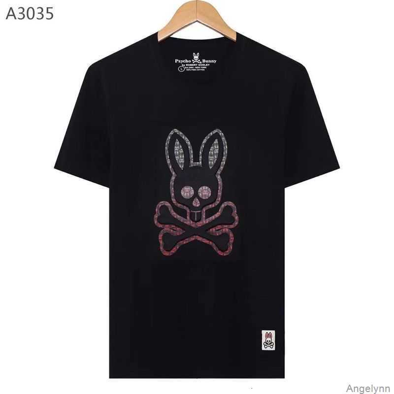 

Psycho Bunny t Shirt 2023 Summer New Relief Printing Short Sleeve Skull Rabbit Cartoon T-shirt Trendy Brand Round Neck Premium Aw2b, White