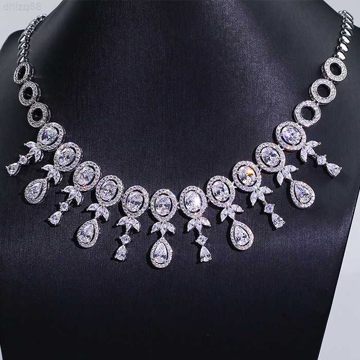 

Fashion Luxury White Stone Pendant Chain Cubic Zircon Bridal Tassel Necklace Party Fine Jewelry Necklace Women