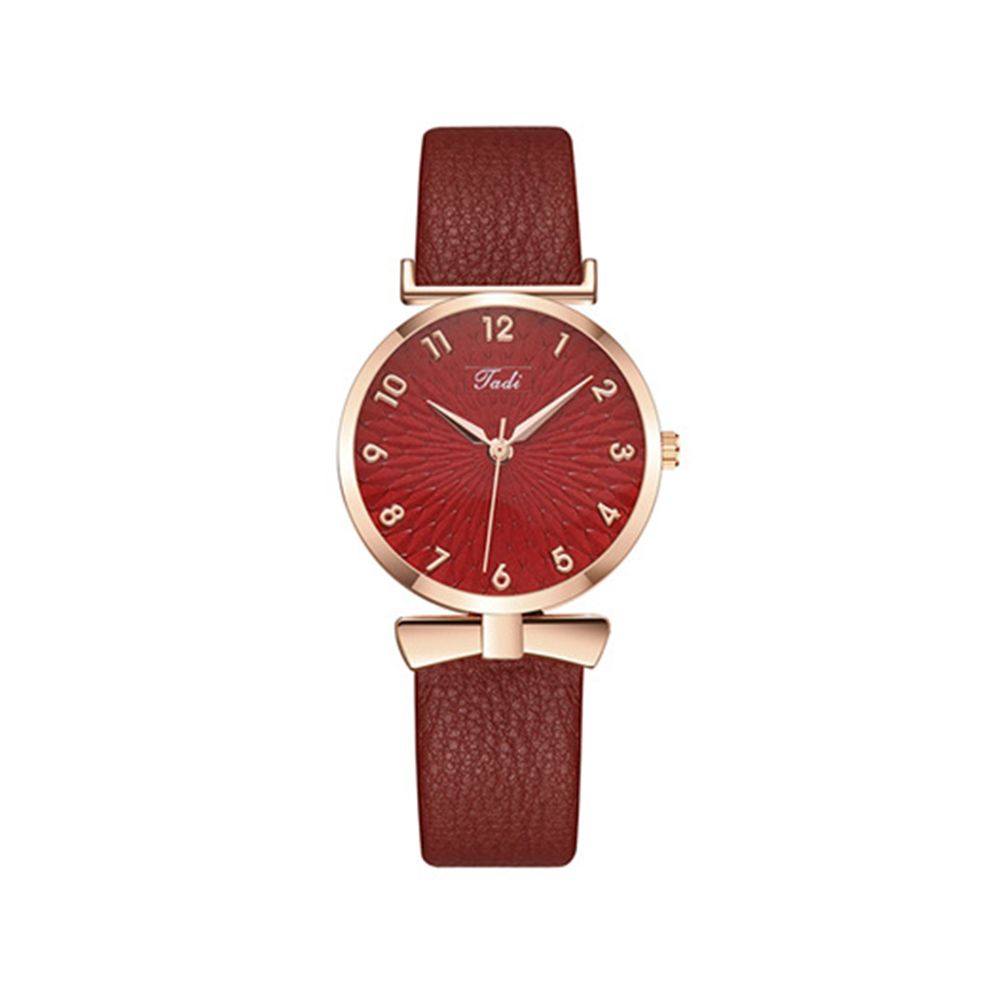 HBP Fashion Red Dial Rose Gold Dial Ladies Watch Leather Strap Casual Business Watches Electronic Movement Quartz Wristwatch