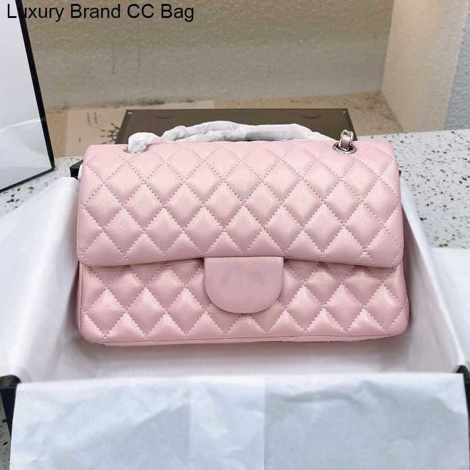 

Iridescent Classic 2023Ss CC Pearly Pink Shoulder Double Flap Bags Bags With Silver Metal Hardware Chain Crossbody Shoulder Luxury Designer Tote Multi, Red