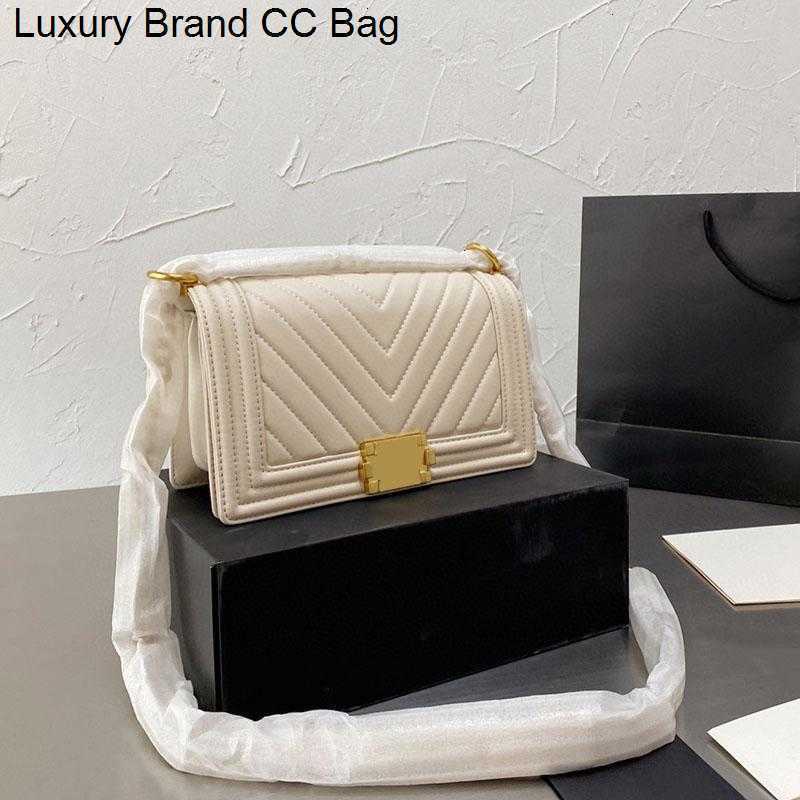 

Shoulder Bags 2023 Classic Women fashion Bags Small Flap CC Genuine Leather Lambskin V-stitch Quilted Boy Interwoven Chain Crossbody Shoulder Designer Aged/Gold, Red v