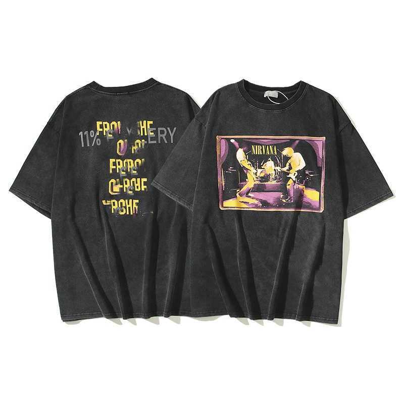 

Men's T-shirt couple size crowd retro fashion men's and women's same style hellstar American high street washed to do old loose hip-hop short sleeve hand-painted graffiti, Black
