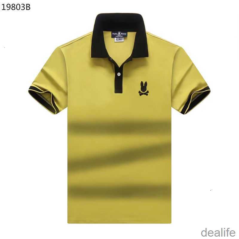 

2023 Summer New Psycho Bunny Polo Shirt t Skull Rabbit Embroidered Collar Versatile Fashion Brand Men's Short Sleeves Qy1n, White