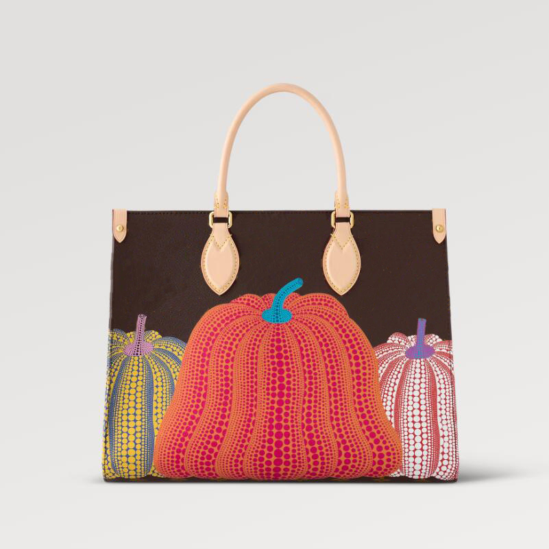 Fashion Outdoor Women's Tote Bag Classic Letter Pumpkin Image Design Large Capacity Shopping Handbag