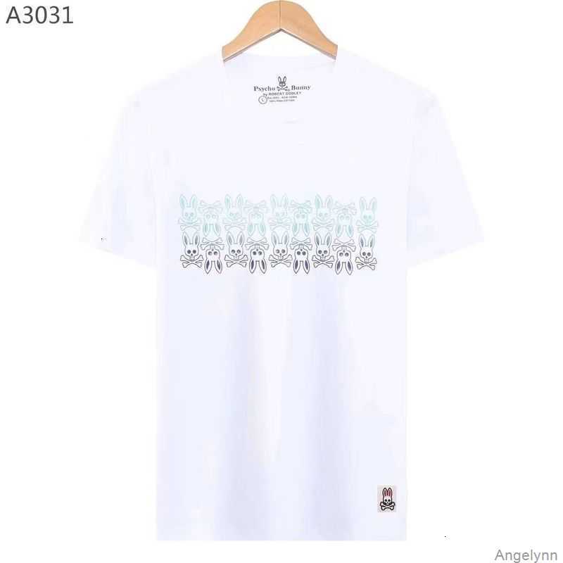 

Psycho Bunny t Shirt 2023 Summer New Short Sleeve T-shirts Fashion Brand Versatile Print Skull Rabbit Pattern Pure Cotton Tees Spft, Black