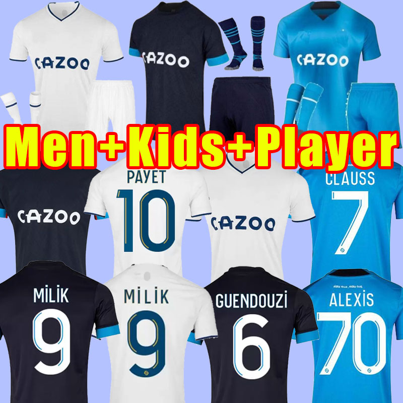 

Marseilles 22 23 soccer jerseys CLAUSS ALEXIS 2023 2022 OM MILIK PAYET maillot de foot BENEDETTO GUENDOUZI KAMARA BAKAMBU football shirt THAUVIN fans Player men kids, Third+patch