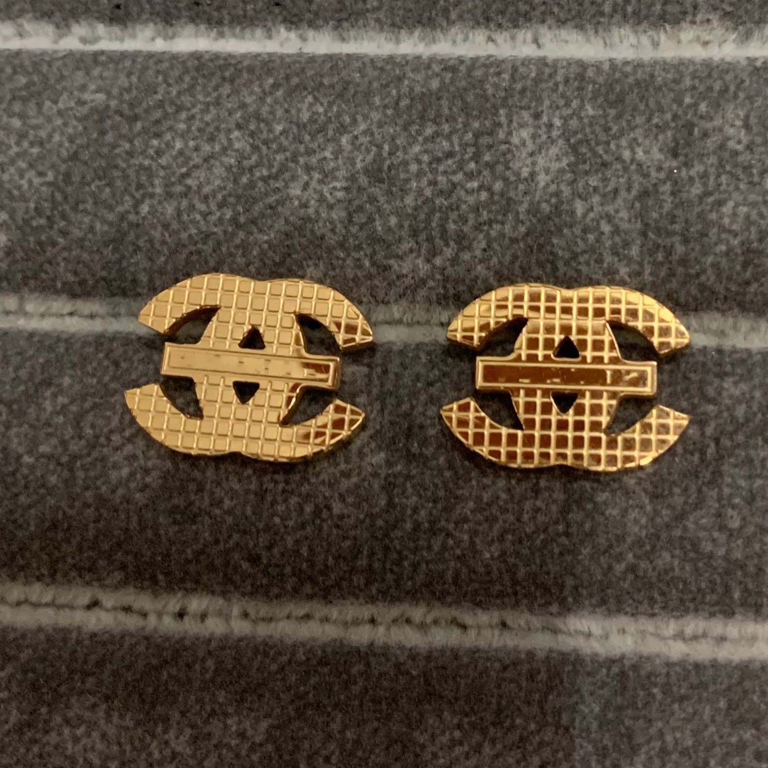 

luxury designer grid C stud 316L Stainless Steel 18k Gold silver rose women letter logo engrave earrings wedding jewelry mother gift