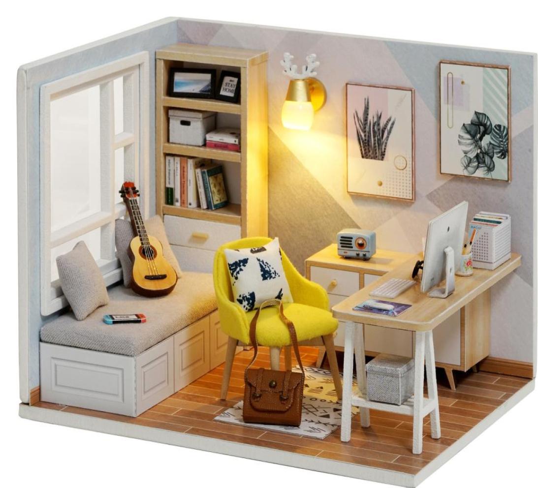 

Doll House Furniture Diy Miniature 3D Wooden Miniaturas Dollhouse Toys for Children Birthday Gifts QT07 LJ2009099968517, Gray