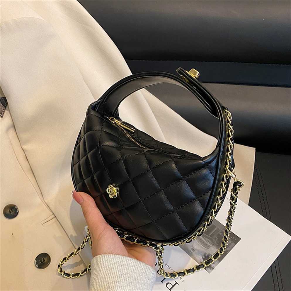 

Cheap Purses on sale Popular Small Fragrant Style Bag Women's New Fashion Lingge Chain Shoulder Westernized Crossbody, Rice white