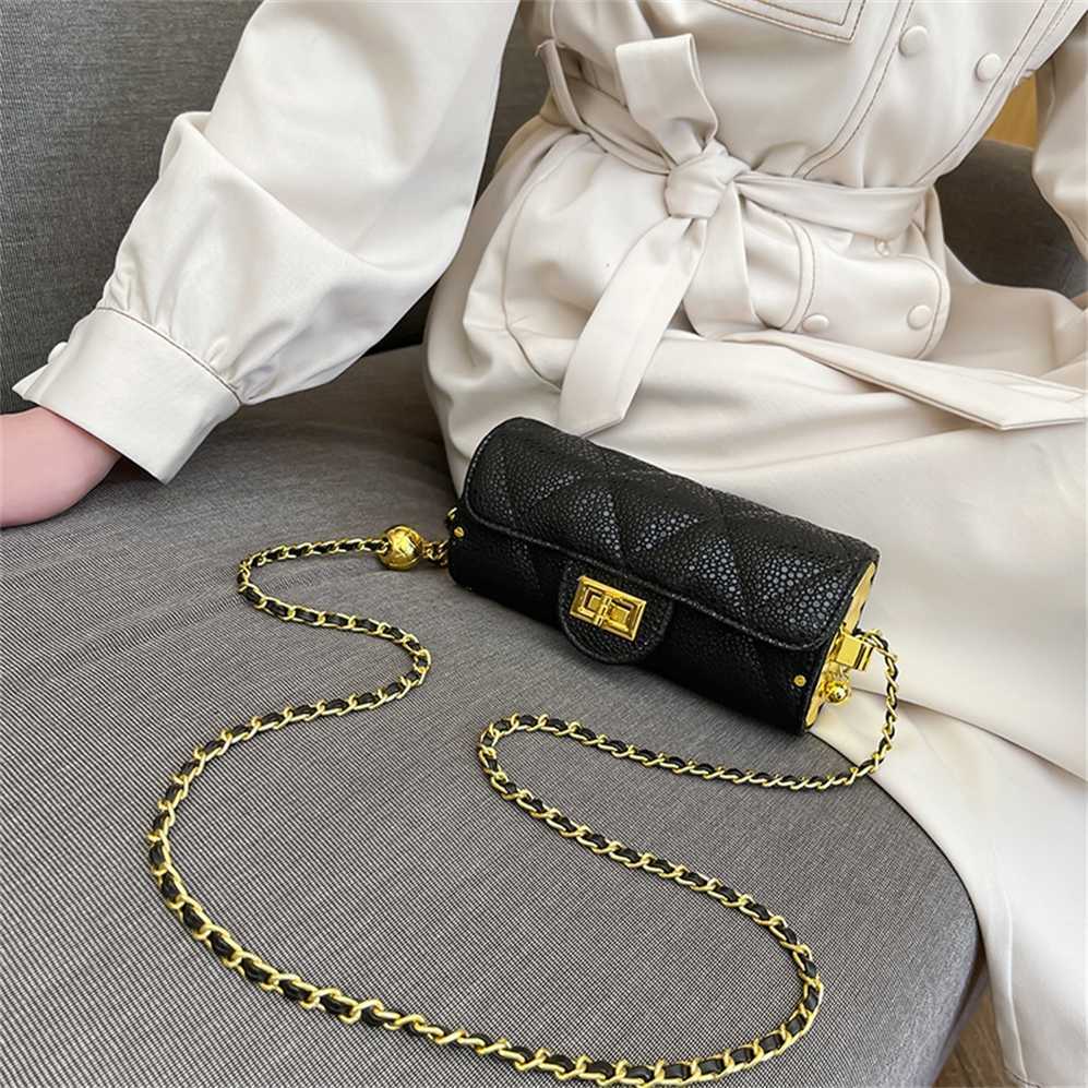 

Luxury Handbags sale Lingge Chain Bag Women's One Shoulder Oblique Bar Versatile and Simple Cylinder, Sky blue