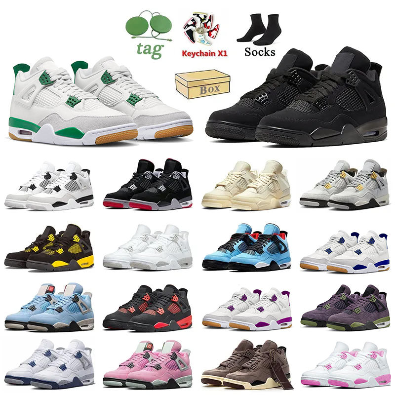 

2023 With Box Jumpman 4 Basketball Shoes Pine Green 4s Black Cat Photon Dust Military Sail Craft A Ma Maniere White Oreo Thunder Bred Sneakers Pink Women Mens Trainers, C35 red metallic 36-47