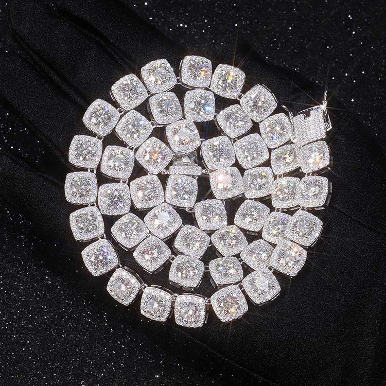

Fashion Design 6.5mm Large Moissanite Tennis Chain 925 Sterling Silver 10mm Width Moissanite Tennis Link Chain Mans Necklace