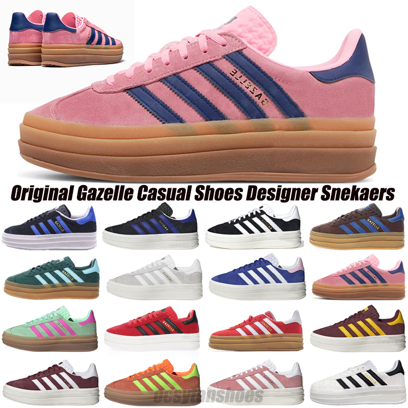 

Original Gazelle bold Men Women Casual Shoes Designer Luxury Low Red White Shadow Red Gold Pink Glow Gum Outdoor Sneakers Size 36-40, Shadow red white