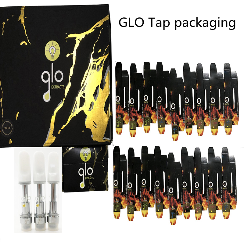 

Glo Extracts Vape Cartridge Tap NFC Packaging Empty Vapes Pen Atomizer 0.8ml Cartridges 1ml Ceramic Coil Carts 510 Atomizers E Cigarettes