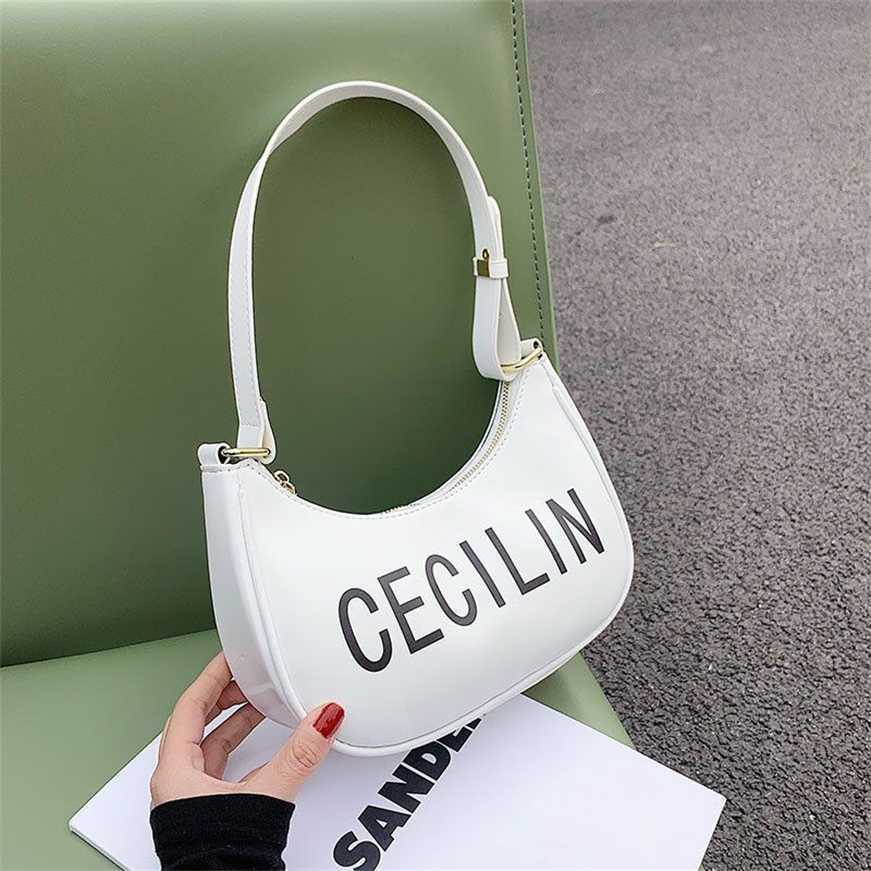 

50% off factory online Small Moon Bag for Women New Fashion Versatile Western Underarm Red One Shoulder Crossbody, Letter black