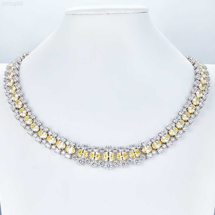 

Hip Hop Cubic Zirconia Jewelry Iced Out Tennis Necklace 925 Sterling Silver Chain Necklace Women