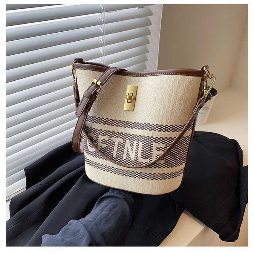 

20% OFF 2023 Fashion hand This year's popular for women with large capacity summer women's canvas one shoulder crossbody bucket bag, Black3