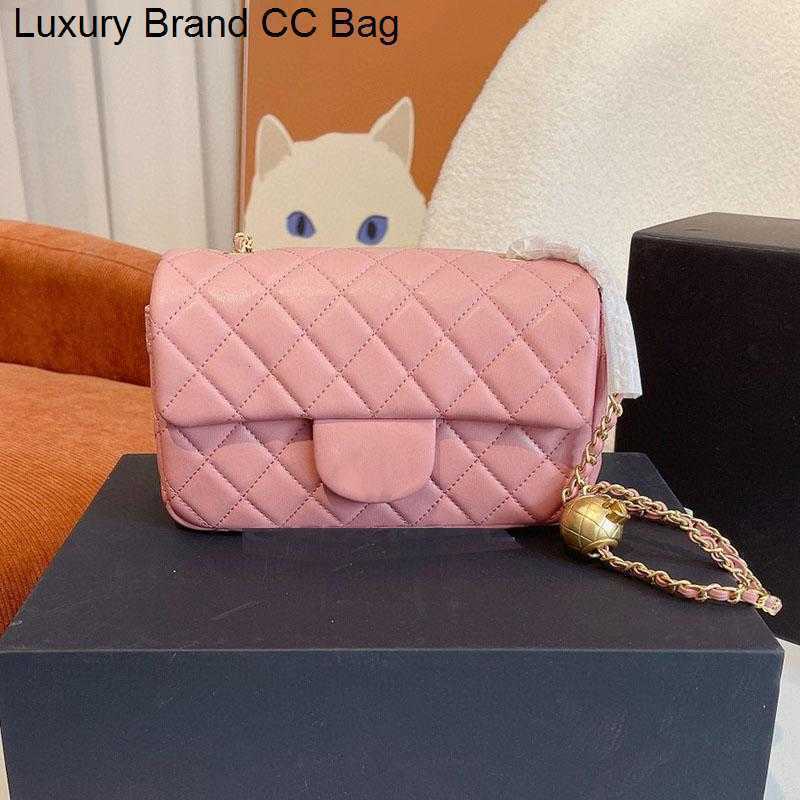 

Gold Bags Clasic Mini Flap CC Pearl Crush Ball Shoulder Square Bags Lambskin Genuine Leather Quilted Gold Metal Hardware Chain Shoulder Purse Designer Handbags, 17cm grey