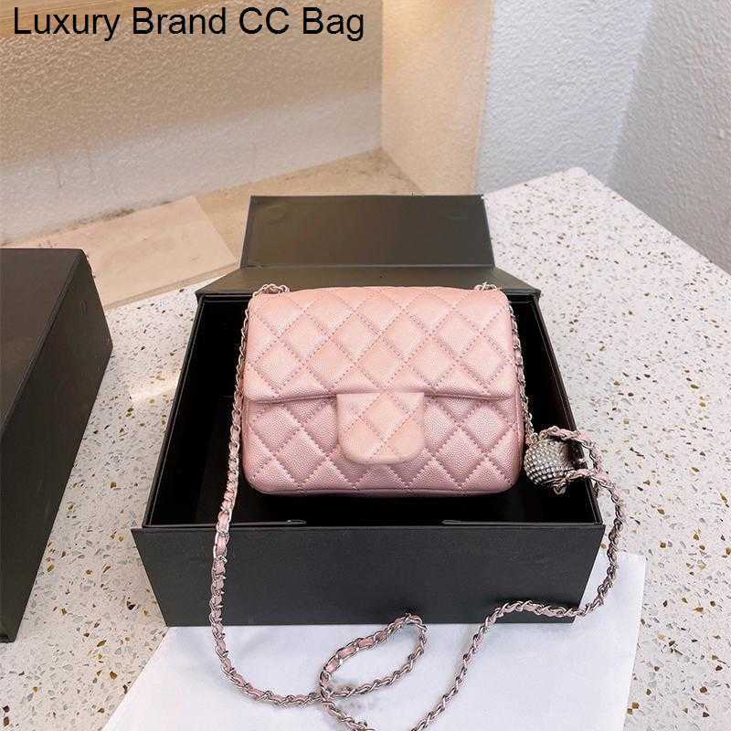 

Bags Luxury CC Chain Shoulder Shoulder Bags Fashion New Vintage Drill Ball Adjustable Handbags Women Outdoor Sacoche Quilted Designer Leather Pearlescent Crossb, Pink