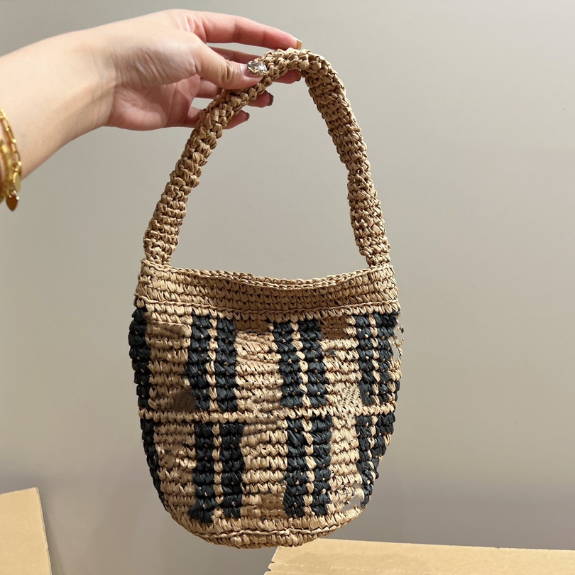 

Raffia Woven Tote Bag Mini Bucket Bag Letter F Clutch Bag Small straw Beach bags wholesale Bag Handbag Purse 313000