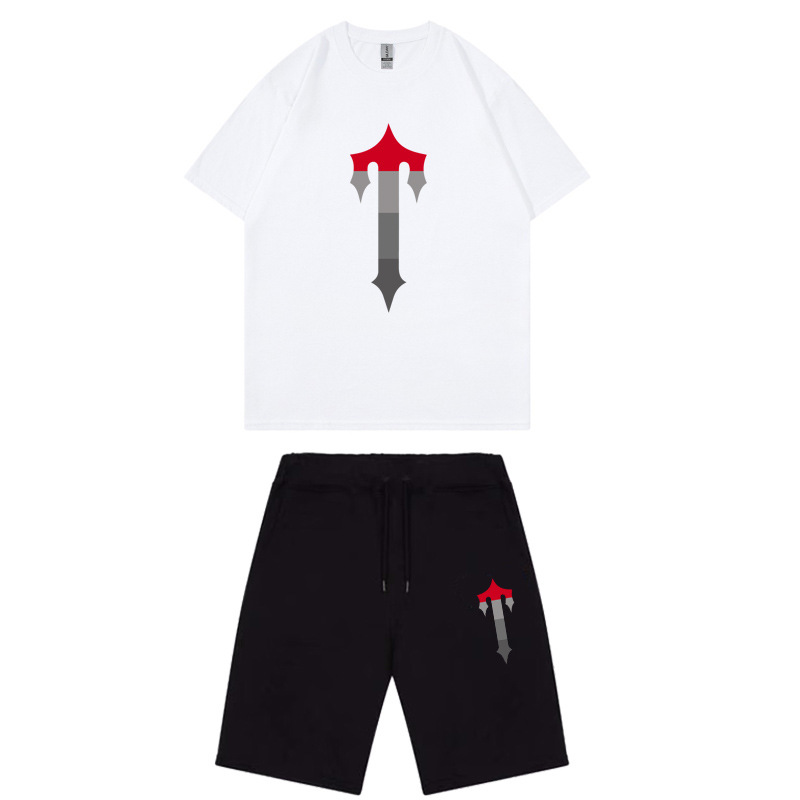 

Tracksuits Brand Men's TRAPSTAR Summer Printed T-shirt Tracksuit Sets Harajuku Tops Tee Beach Casual Shorts Set