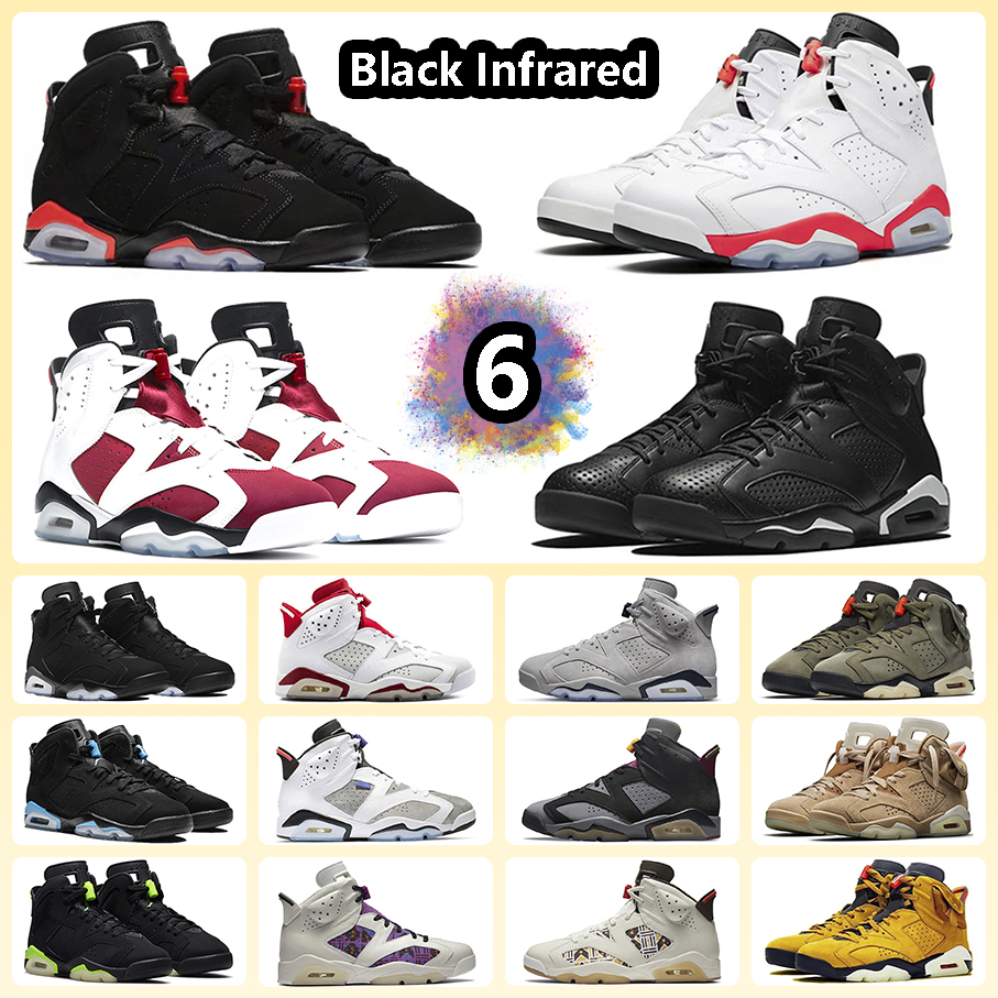 

Jumpman 6 Black Infrared Basketball Shoes White Infrared 6s Black Cat Carmine Alternate UNC Electric Green Flint Georgetown Metallic Silver Sports Sneakers, Item#35