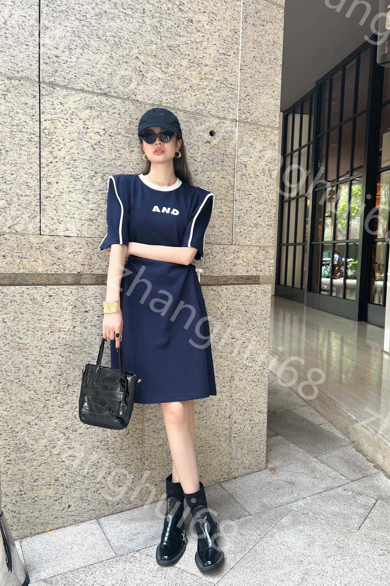 

23ss womens designer clothing summer dresses women dress Chest stereo offset logo drawstring waist slimming short-sleeved dress High quality womens clothing