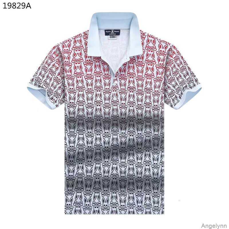 

Psycho Bunny Men t Shirt New Summer Fashion Card Cartoon Skeleton Rabbit Full Print Polo Neck Men's Casual B584