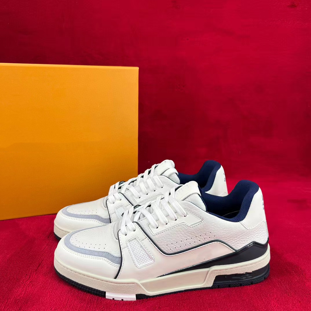 

luxury Designer Casual Shoes Men Shoes Vintage Platform Trainers Denim Monograms Shoes Rubber Canvas Leather Sneaker With Box free ship shoe shoe designer man 2023, Red