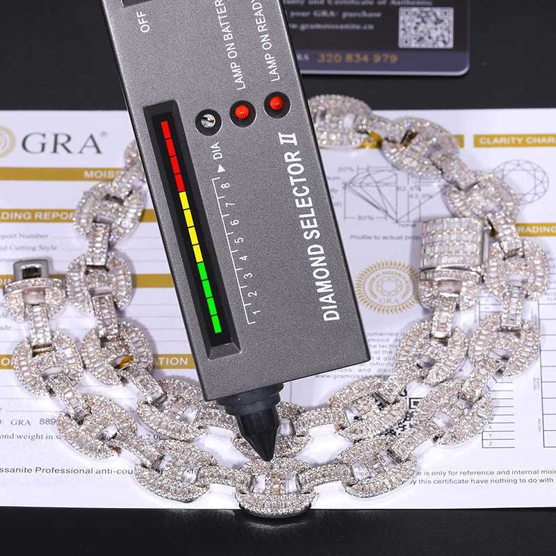 

Luxury 16mm 14k 18k Gold Plated 925 Sterling Silver Baguette Vvs Moissanite Diamond Iced Out Cuban Link Chain Necklace