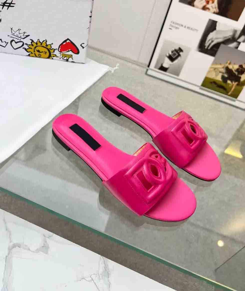 

Women's sandal slipper shoes leather Interlocking CUTOUT slides flat sandals genuine leathers and rubber sole summer pop gladiator sandalies with box 35-42