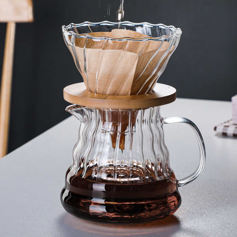Coffee Pots 700/500/300ml cloud shaped v60 pour over coffee machine glass coffee dripper and set reusable pot coffee kettle brewer P230508-image-863873096